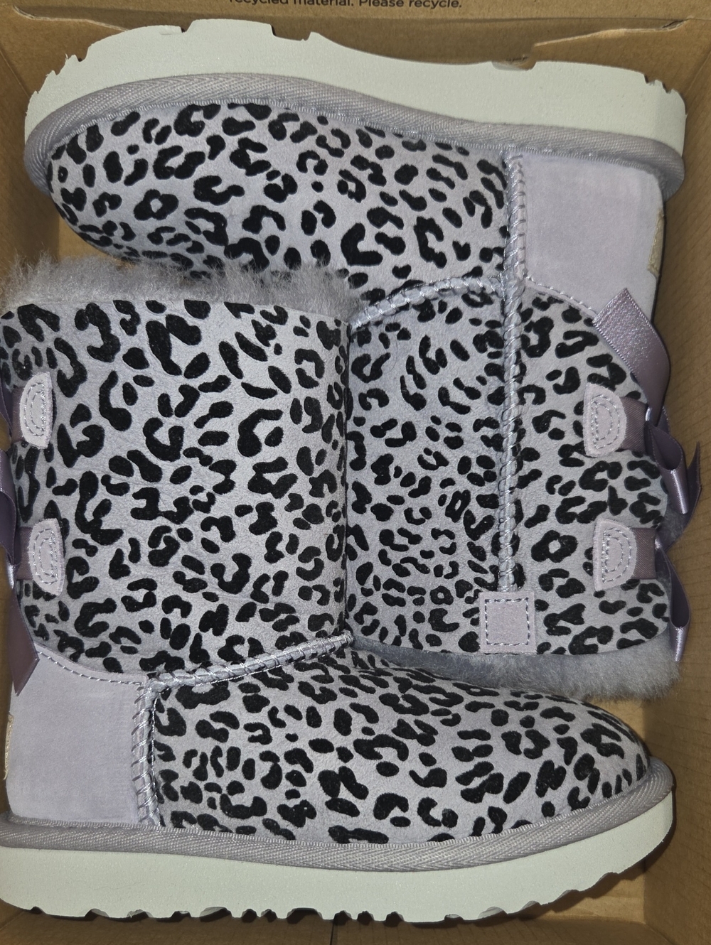 UGG Kids Leopard Print Boots - Light Purple/Black